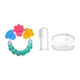 NeonateCare Round Shape Teether Ring With Finger Toothbrush-23