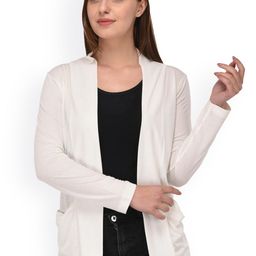 Espresso Off-White Solid Open Front Shrug-6