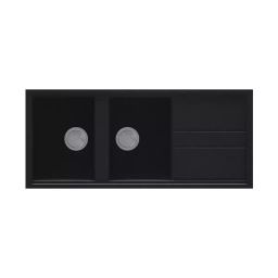 Jayna Quartz Collection Best 45.5x20x08 inch Ghisa Finish Metaltek Double Bowl Kitchen Sink with Single Drain Board, BEST 500-picture-37