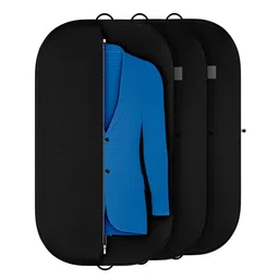 Kuber Industries Black 3 Pieces Textured Non-Woven Suit Organisers With Zip-15