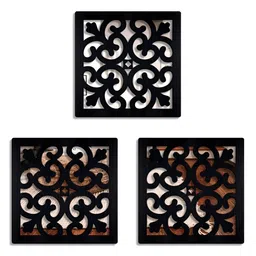 SEHAZ ARTWORKS Black 3 Pieces Textured Wooden Wall Hangings-picture-21