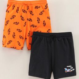 Bodycare Knee Length Shorts Printed Pack of 2 - Orange Black-image-20