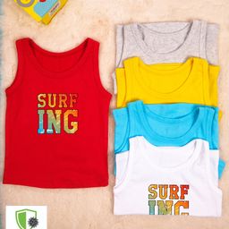 COCOON ORGANICS Sleeveless Text Print Pack Of 5 Vests - Multi Color-image-0