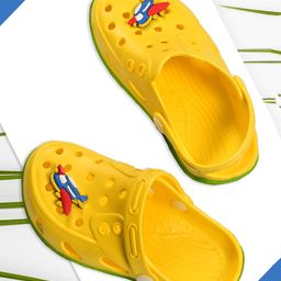 Yellow Aeroplane Applique Clogs - Yellow-image-70