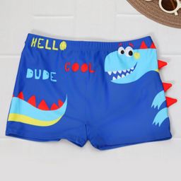 Yellow Bee Dinosaur Printed Swim Shorts  - Blue-image-59
