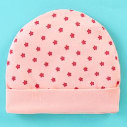 Ben Benny Cotton Knit Round Cap Star Printed  Peach - Diameter 11 cm-19