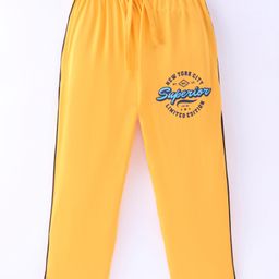 Taeko Single Jersey Full Length  Lounge &  Track Pant with Text Print - Mustard-picture-20