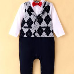 Mark & Mia Full Sleeves Party Romper with Printed Attached Waist Coat - Multicolour-image-10