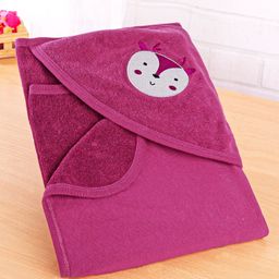 Simply Terry Knit Hooded Towel With Deer Patch L 80 x B 80 - Neon Pink-image-1