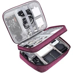 House of Quirk Electronics Accessories Organizer Bag Universal Carry Travel Gadget Bag for Cables Plug-Purple-85