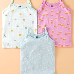 Simply Interlock Knit Singlet Sleeves Slips With Bee Print Pack of 3 - Light Green Pink & Light Blue-20