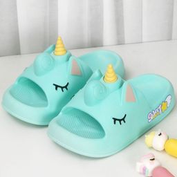 Yellow Bee Unicorn Designed Flip Flops - Aqua Blue-picture-26