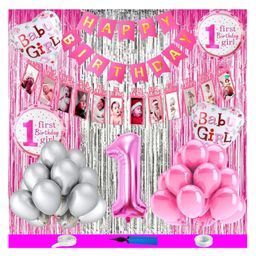 Bubble Trouble Number Theme Birthday Decoration Items For Girls Party Decoration Kit Balloon Combo Pack Of 63 Pcs Pink Silver-image-3