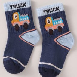 Mustang Cotton Knit Mid Calf Length Socks with Vehicle Design - Navy Blue-image-80