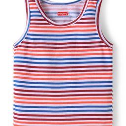 Babyhug 100 % Cotton Knit Sleeveless Sando with Stripes - Blue & Red & White-image-36