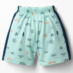 Taeko Single Jersey Knit Knee Length Shorts With Text Print - Sea Green-image-8