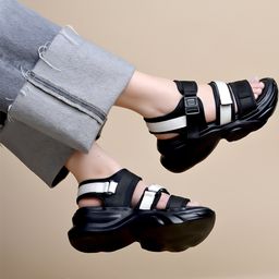 Shoetopia Colour Blocked Double Velcro Closure Sandals - White-image-92