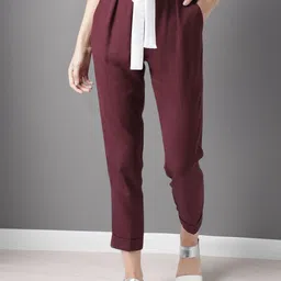 STYLECAST X KASSUALLY Women Mid-Rise Relaxed Skinny Fit Pleated Trousers-image-21