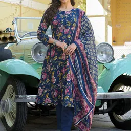 SRILICA Women Floral Printed Regular Kurta with Trousers & With Dupatta-picture-41