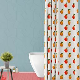 ArtzFolio White and Red Conversational Printed Waterproof Shower Curtain-14