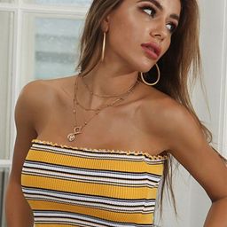 DressBerryWomen Striped Off-Shoulder Tank Crop Top-image-28