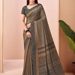 Panzora Women Geometric Printed Poly Crepe Saree-image-23
