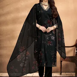 Anouk Women Floral Printed Kurta with Trousers & Dupatta-picture-7