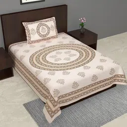 Jaipuri Printed Single Bed Bedsheet with Pillow Covers-image-77