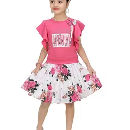 BAESD Girls Printed Top with Skirt-15