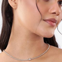 Carlton London 18Kt Gold Plated Cz Tennis Chain Necklace-picture-13