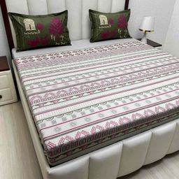 Pure Decor Lifestyle Grey Printed Pure Cotton 250 TC King Bedsheet Set 2.74 m x 2.74 m-picture-44
