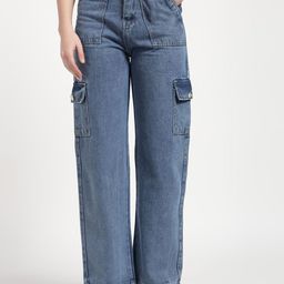 The Roadster Lifestyle Co Women Pure Cotton High-Rise Cargo Jeans-picture-23