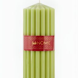 Fabindia Green & Red Green Apple Fragrance Ribbed Pillar Candle-picture-25