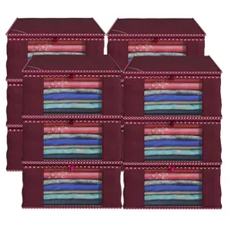Kuber Industries Maroon 12 Pieces Foldable Wardrobe Drawer Organisers-31