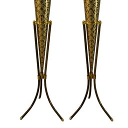 Groove and Grains 2Pcs Yellow Floral Printed Cone-Shaped Flower Vases-14