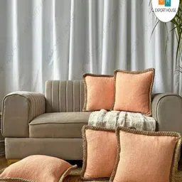EXPORT HOUSE Pink 5 Pieces Solid Cotton Square Cushion Covers-43