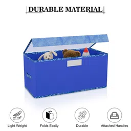 Kuber Industries Blue & White 4 Pieces Printed Drawer Organisers With Transparent Lid image 2