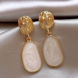 DIVASTRI Gold-Plated Korean Geometric Shaped Drop Earrings-32