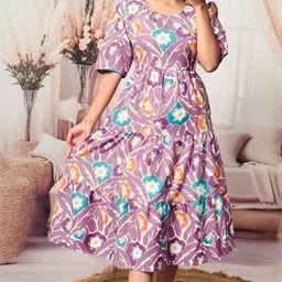 VenderVilla Floral Print Puff Sleeve Fit & Flare Midi Dress-picture-21