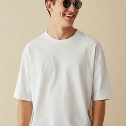 SMAN Men Drop-Shoulder Sleeves Raw Edge T-shirt-image-15