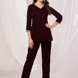 Futra Gabha V-Neck Top With Trouser Co-Ords-picture-58