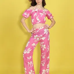 Cutiekins Printed Pure Cotton Off Shoulder Top With Palazzos Co-Ords-image-34