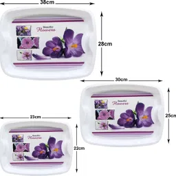 heart home Plastic Nested Serving Tray Set for Serving Snacks|Tea|Set of 3|White Tray image 3