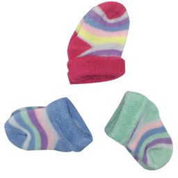 Syga Ankle Length Stripe Socks Pack of 3 - Pink Green Blue-image-44