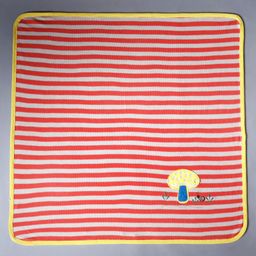 Pranava Super Soft Pure Organic Cotton Blanket With Mushroom Applique - Orange and Beige-19