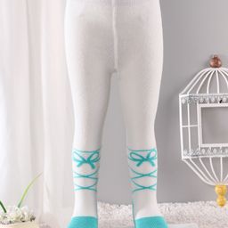 Cute Walk by Babyhug Antibacterial Footed Tights - Off White Blue-image-54