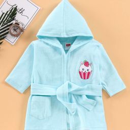 Babyhug 3/4 Sleeves Bathrobe Muffin Print - Blue-image-18