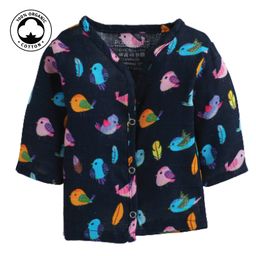 Polka Tots Organic Cotton Full Sleeves Bird Print Vest - Navy-picture-26