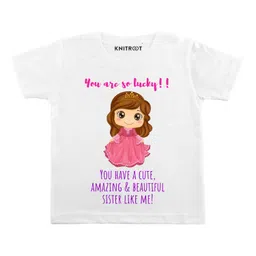 KNITROOT Half Sleeves You Are So Lucky Printed Tee - White-picture-42