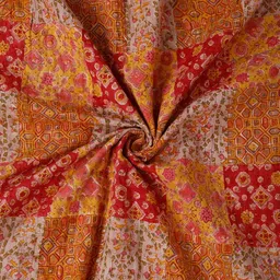 Fabindia Latisha Fuchsia & Orange Abstract Printed Cotton Bed Cover-image-8